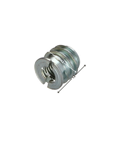 1 x Insert fileté bois fendu M8 13X13 Acier zingué