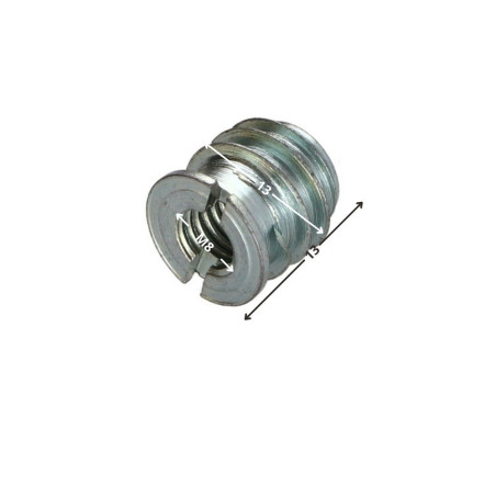 1 x Insert fileté bois fendu M8 13X13 Acier zingué