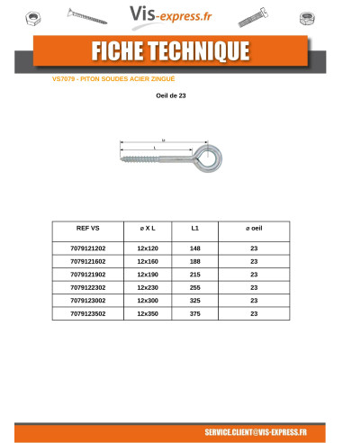 1 x Oeillet Echafaudage 12X160 Oeil 50 Acier...