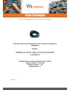 Rondelle 8.3X32X12 Pour Tube 30 à 34 nylon noir 2