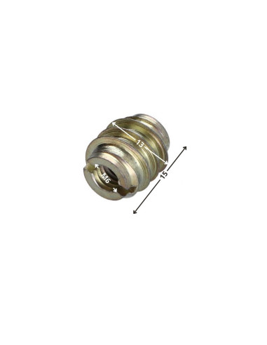 1 x Insert fileté bois fendu 13X15 M6 Acier zingué