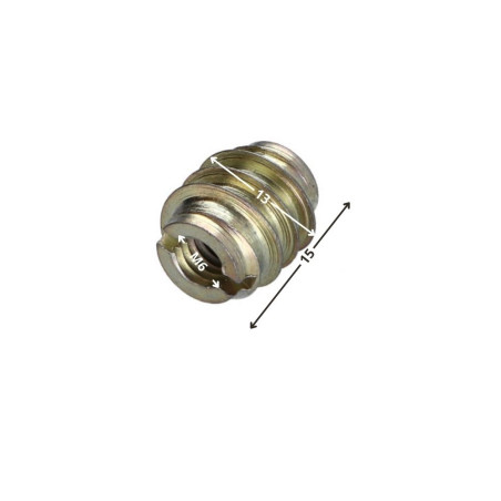 1 x Insert fileté bois fendu 13X15 M6 Acier zingué