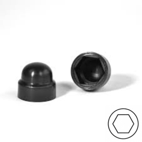 1 x Cache Ecrou ou cache tête vis Tête hexagonale TH M22 Polyethylène noir Sur plat 32