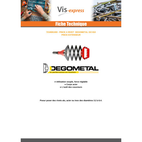 1 x Riveteuse DEGOMETAL GO 810
