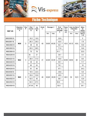 1 x Filet rapporté M10X20 Pas fin Pas de 125 Inox