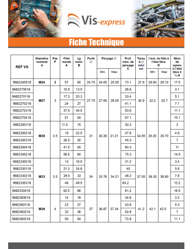1 x Filet rapporté M16X32 Pas de 200 Inox