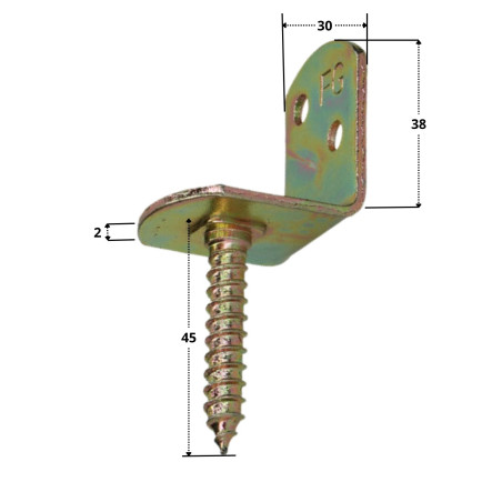 1 x Lot de 4 equerres pour panneau tressé en forme L avec vis 30X2 Bichromaté