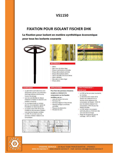 1 x Fixation Fischer Pour ISOLANT DHK 100