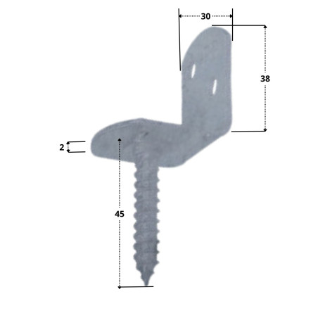 1 x Equerre pour panneau tressé en forme L avec vis 30X2 Forte tenue à la corrosion Acier galvanisé à chaud