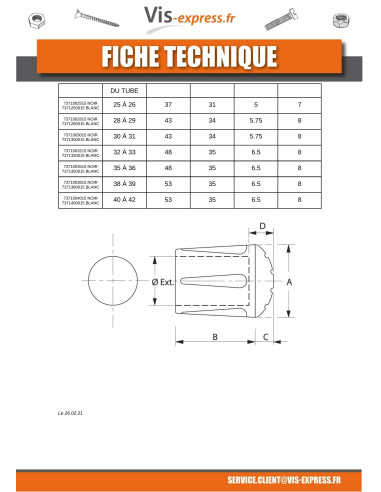 1 x Embout rond envellopant caoutchouc...