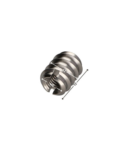 1 x Insert Fileté Bois 12X12 M6 Inox A2