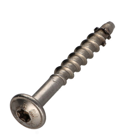 1 x Vis béton Tête Bombée TORX T30 Inox A4 7.5X100 Filetée sur 45