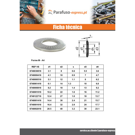 1 x Rondelles contact Inox A4 M6X12X1.2 Z