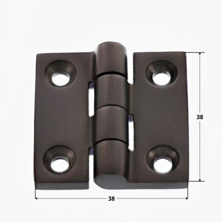 1 x Charnière Carrée 38X38 Inox A4 Noir