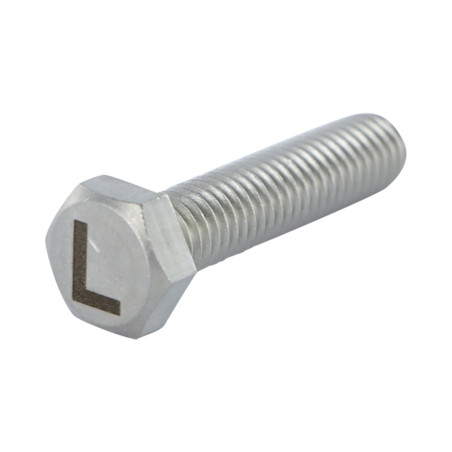 1 x Vis métaux Tête hexagonale TH 8X35 Inox A4 avec gravure de lettre "L"