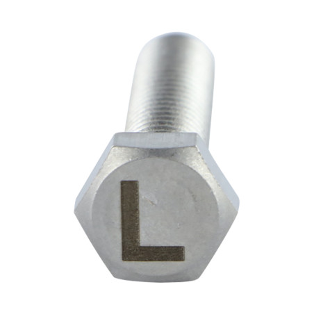 1 x Vis métaux Tête hexagonale TH 8X35 Inox A4 avec gravure de lettre "L"
