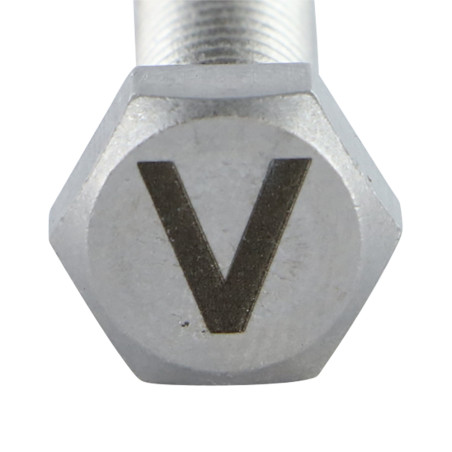 1 x Vis métaux Tête hexagonale TH 8X35 Inox A4 avec gravure de lettre "V"