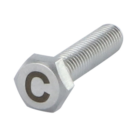 1 x Vis métaux Tête hexagonale TH 8X35 Inox A4 avec gravure de lettre "C"