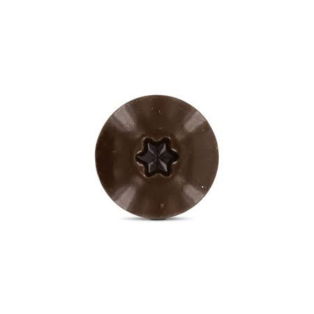 1 x Vis de facade TORX T20 5.5X38 Diamètre de tête: 12.3 Inox A2 RAL8014 brun sepia