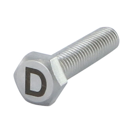 1 x Vis métaux Tête hexagonale TH 8X35 Inox A4 avec gravure de lettre "D"