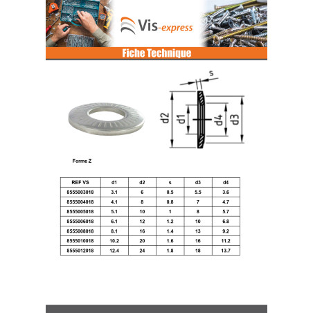 1 x Rondelles contact Inox A2 M12X24X1.8 Z
