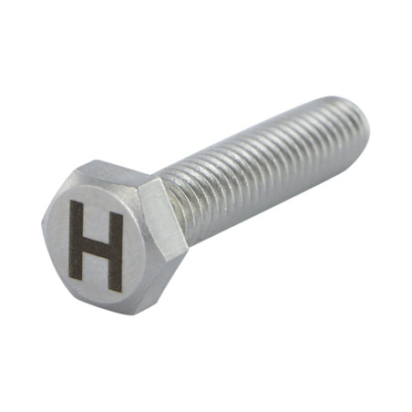 1 x Vis métaux Tête hexagonale TH 8X35 Inox A4 avec gravure de lettre "H"
