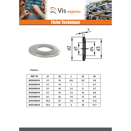 1 x Rondelles contact Inox A2 M6X18X1.4 L
