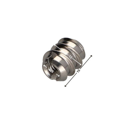 1 x Insert Fileté Bois 12X15 M6 Inox A2