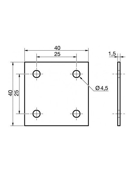 1 x Platine D'ASSEMBLAGE 40X40 Acier zingué