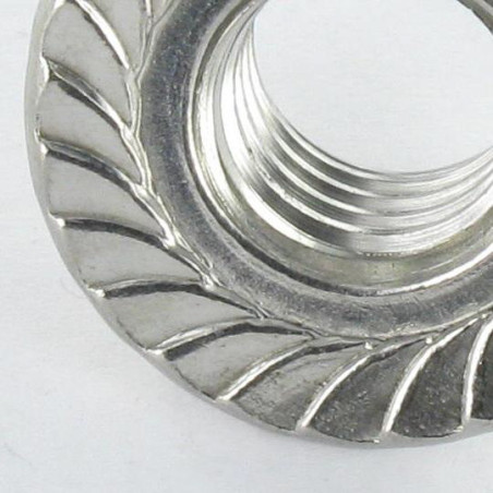 1 x Ecrou hexagonale Inox A2 Embase collerette crantée M10