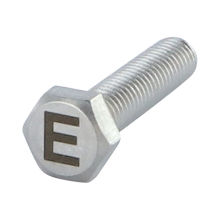 1 x Vis métaux Tête hexagonale TH 8X35 Inox A4 avec gravure de lettre "E"