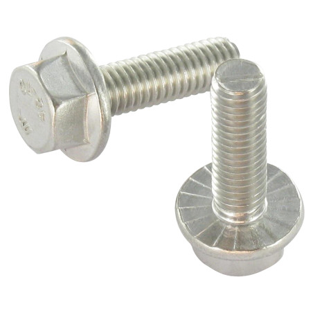 1 x Vis métaux Tête hexagonale TH Embase collerette crantée M5X25 Inox A2