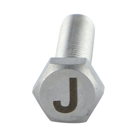1 x Vis métaux Tête hexagonale TH 8X35 Inox A4 avec gravure de lettre "J"