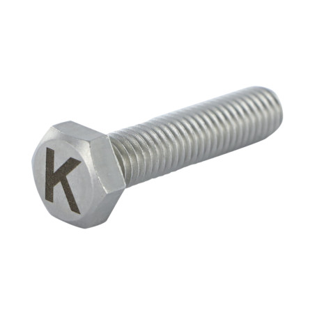 1 x Vis métaux Tête hexagonale TH 8X35 Inox A4 avec gravure de lettre "K"