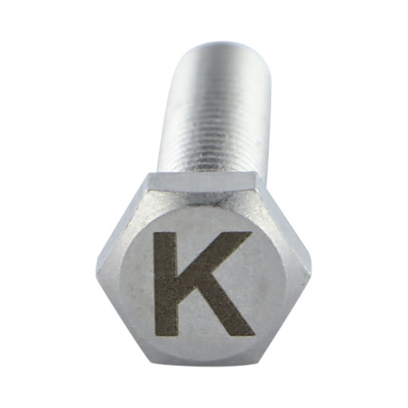 1 x Vis métaux Tête hexagonale TH 8X35 Inox A4 avec gravure de lettre "K"