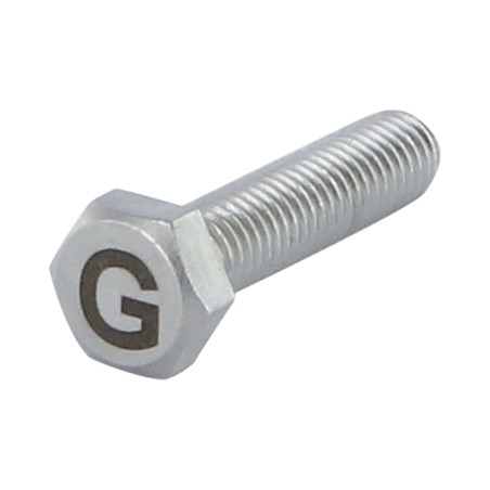 1 x Vis métaux Tête hexagonale TH 8X35 Inox A4 avec gravure de lettre "G"