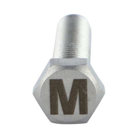 1 x Vis métaux Tête hexagonale TH 8X35 Inox A4 avec gravure de lettre "M"