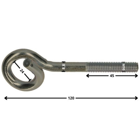 1 x Crochet gymnase Filet Métaux Inox A2 10X120
