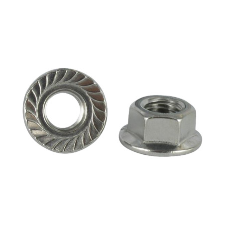 1 x Ecrou hexagonale Inox A2 Embase collerette crantée M8 + GLEITMO