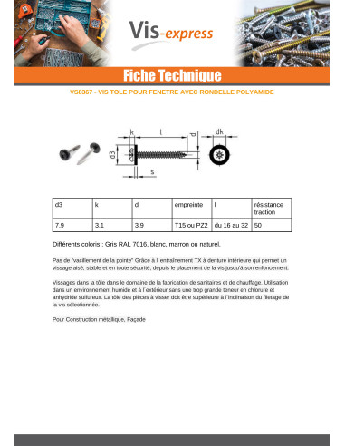 1 x Vis tôle Tête cylindrique TC Pozi N°2 +...