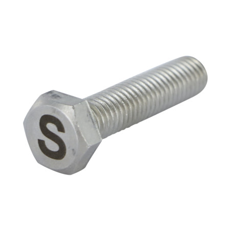 1 x Vis métaux Tête hexagonale TH 8X35 Inox A4 avec gravure de lettre "S"