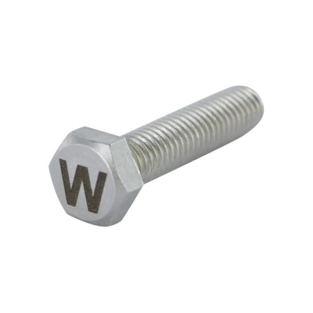 1 x Vis métaux Tête hexagonale TH 8X35 Inox A4 avec gravure de lettre "W"