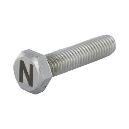 1 x Vis métaux Tête hexagonale TH 8X35 Inox A4 avec gravure de lettre "N"