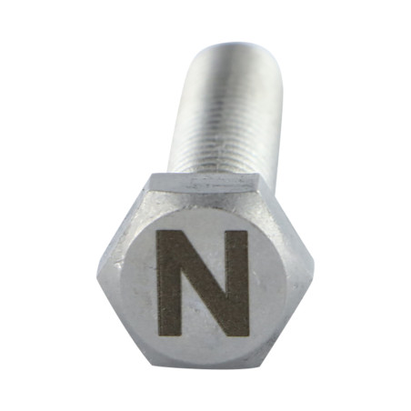 1 x Vis métaux Tête hexagonale TH 8X35 Inox A4 avec gravure de lettre "N"