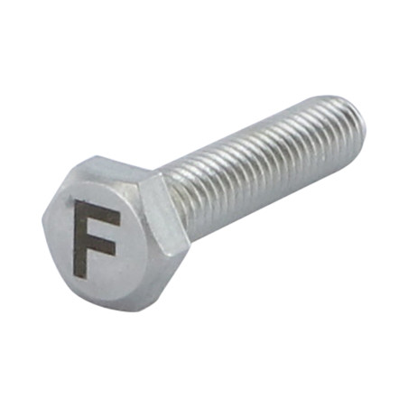 1 x Vis métaux Tête hexagonale TH 8X35 Inox A4 avec gravure de lettre "F"