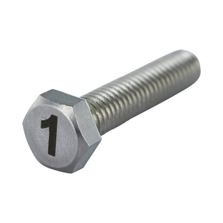 1 x Vis métaux Tête hexagonale TH 8X35 Inox A4 Gravure CHIFFRE 1