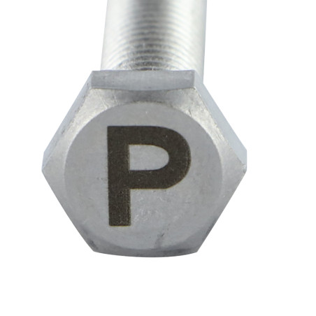 1 x Vis métaux Tête hexagonale TH 8X35 Inox A4 avec gravure de lettre "P"