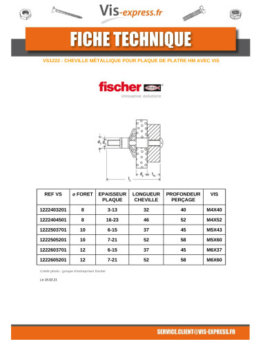 1 x Cheville METAL Fischer Hexagonal bas HM...