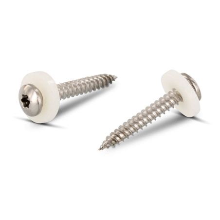 1 x Vis tôle Tête cylindrique TC TORX T15 + Rondelle Nylon 3.9X25 Inox A2 Naturel