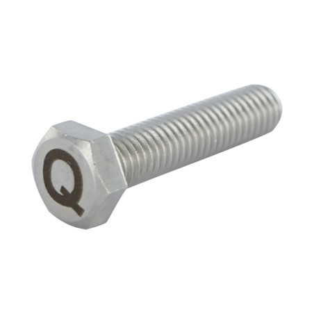 1 x Vis métaux Tête hexagonale TH 8X35 Inox A4 avec gravure de lettre "Q"